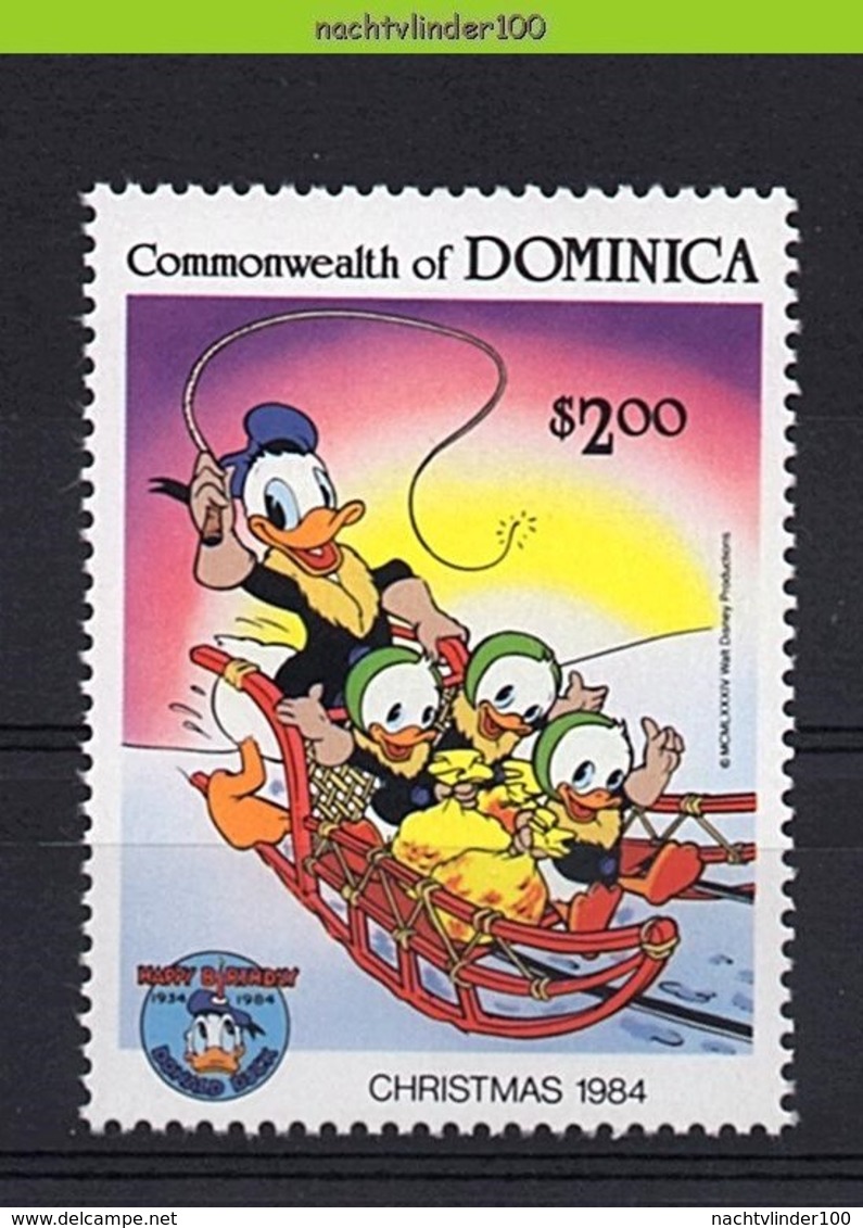 Nfe209z WALT DISNEY KERSTMIS SLEE SLED DONALD AND HIS NEPHEWS CHIRSTMAS DOMINICA 1984 PF/MNH - Disney