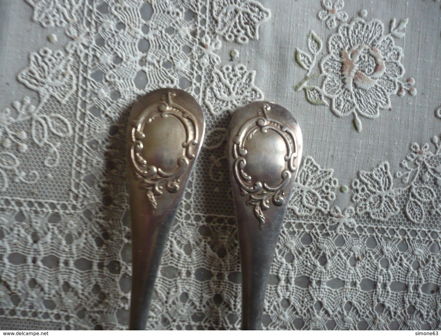 1 Fourchette  + 1 Cuillère + 1 Petite Cuillère + Petite Louche à Crème Ou Autre - Métal Argenté - Vintage - Silverware