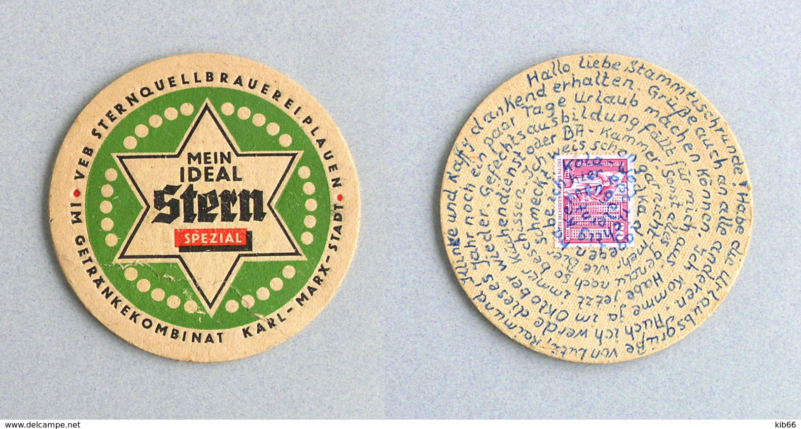 Sous-bock Stern Bière Brauerei Karl Marx Stadt, DDR Timbre 1973 Beer Mat Bierdeckel Coaster - Sous-bocks