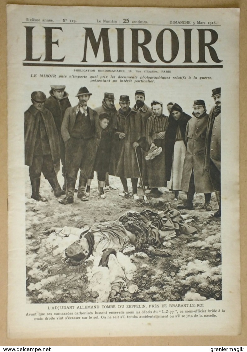 Le Miroir Du 5/03/1916 Zeppelin (Brabant-le-Roi Et Revigny "L-Z-77") - Capture Du Paquebot "Appam" - Poincaré En Woëvre - Andere & Zonder Classificatie