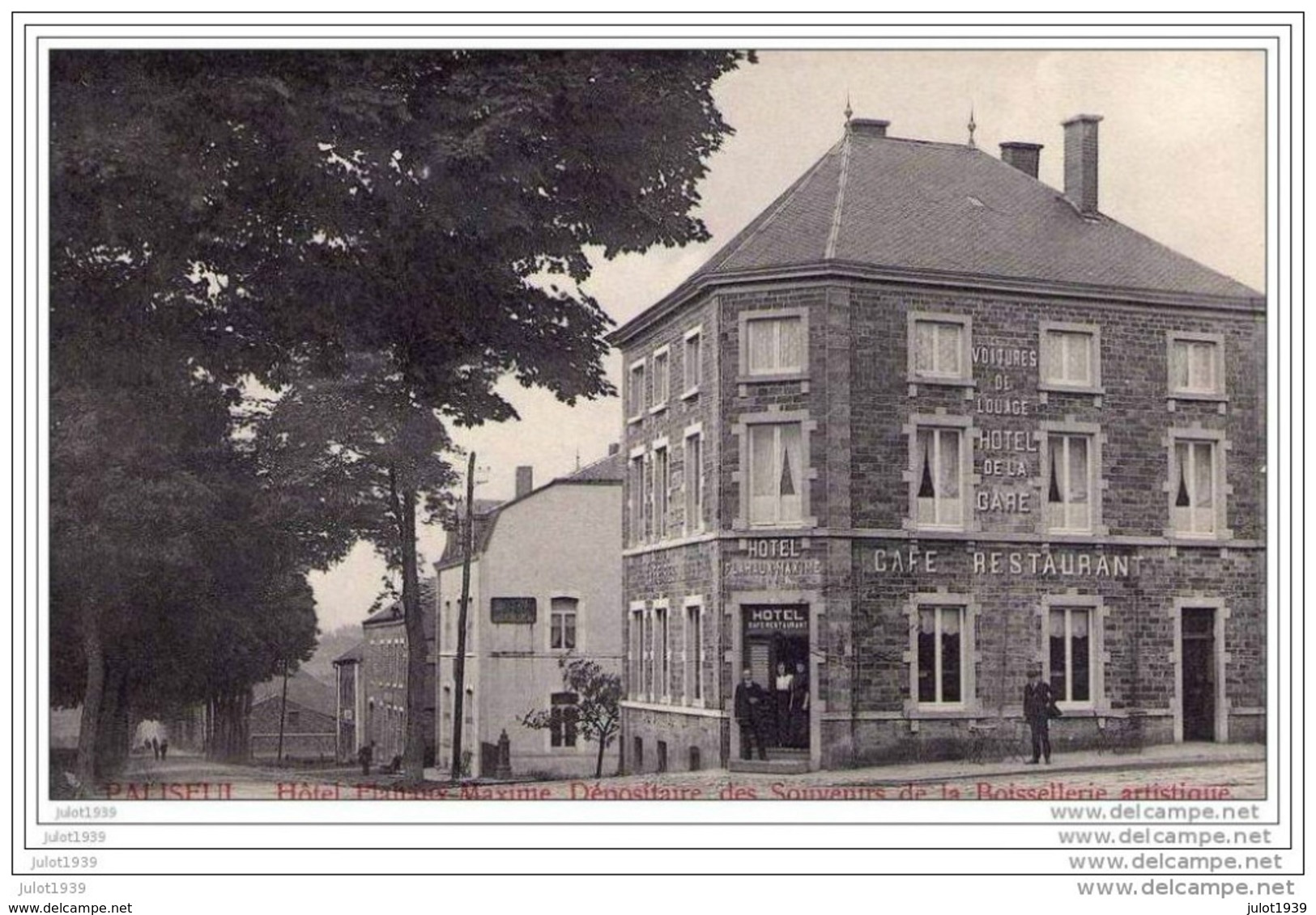 PALISEUL ..-- GARE . Hôtel FLAHAUX - MAXIME . 1913 Vers LIEGE ( Mrs R Et M  HENRION ) .   Voir Verso . - Paliseul