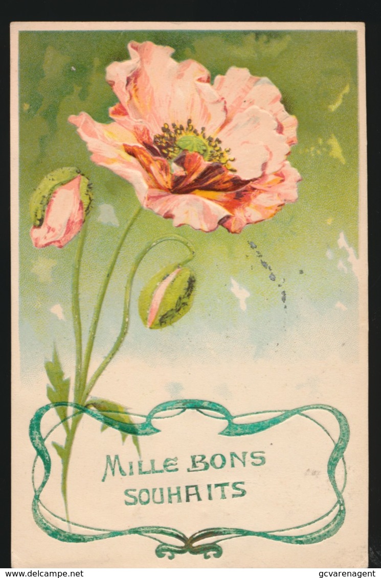 MILLE BONS SOUHAITS  BLOEM IN ART NOUVEAU STIJL       RELIEF  GAUFRE - Autres & Non Classés