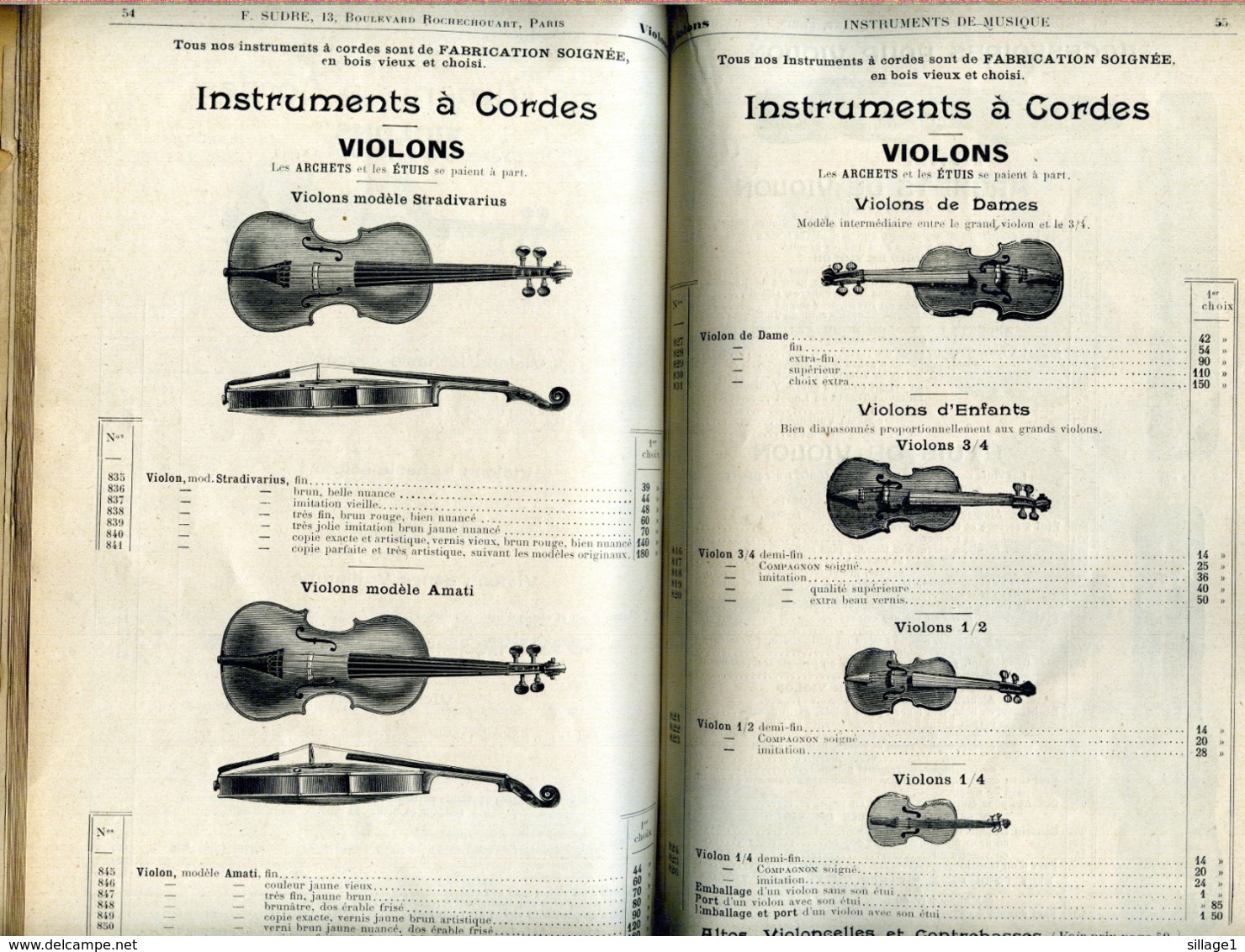 Manufacture D'Instruments De Musique 136 Pages F. SUDRE - Les Sudrophones PARIS 1905  Illustrations Rare - 1900-1949