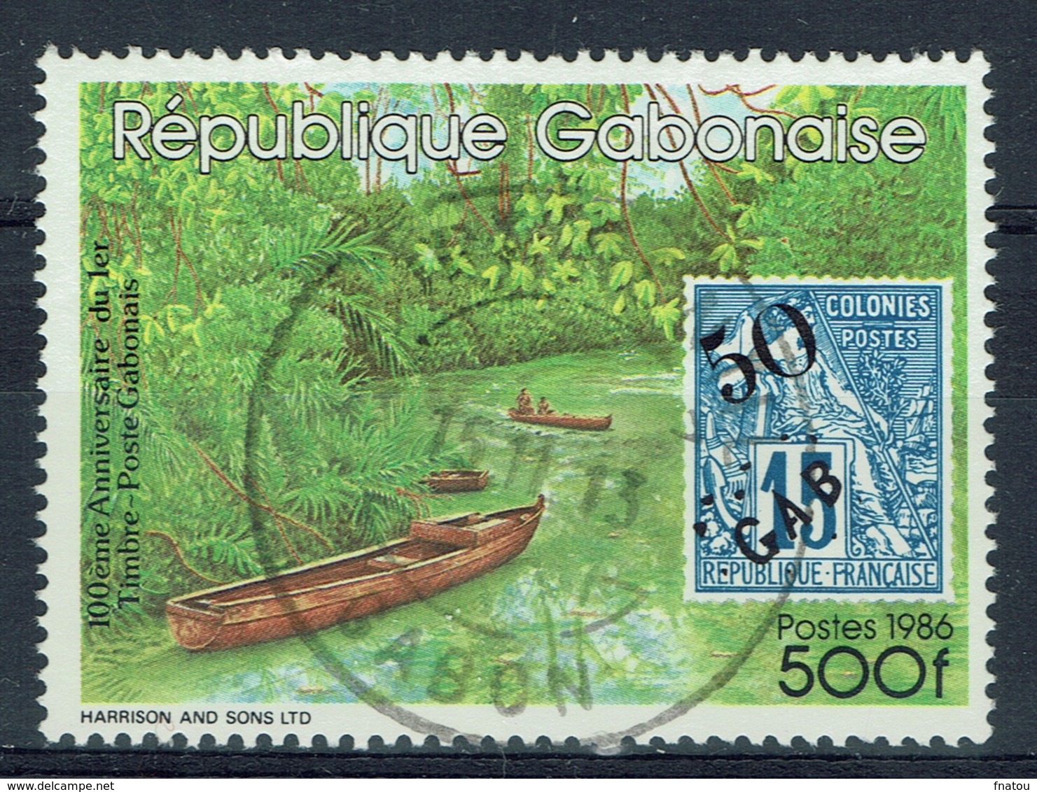 Gabon, Gabonese Stamp, 100th Anniv., 1986, VFU - Gabon