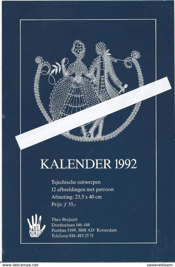 NL.- Folder KALENDER 1992. Tjechische Ontwerpen 12 Afbeeldingen Met Patronen. Theo Brejaart. Rotterdam - Reclame