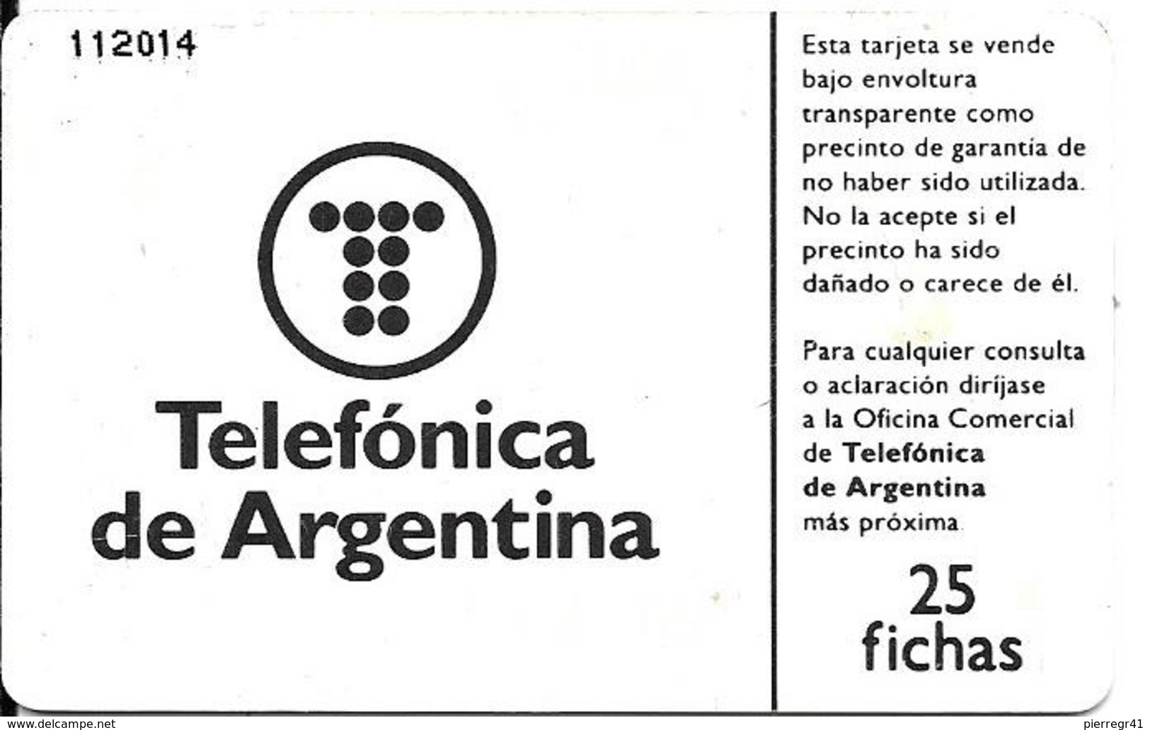 CARTE-PUCE-ARGENTINE-1990-25FICHAS--GEM-MapMONDE-TBE - Argentina