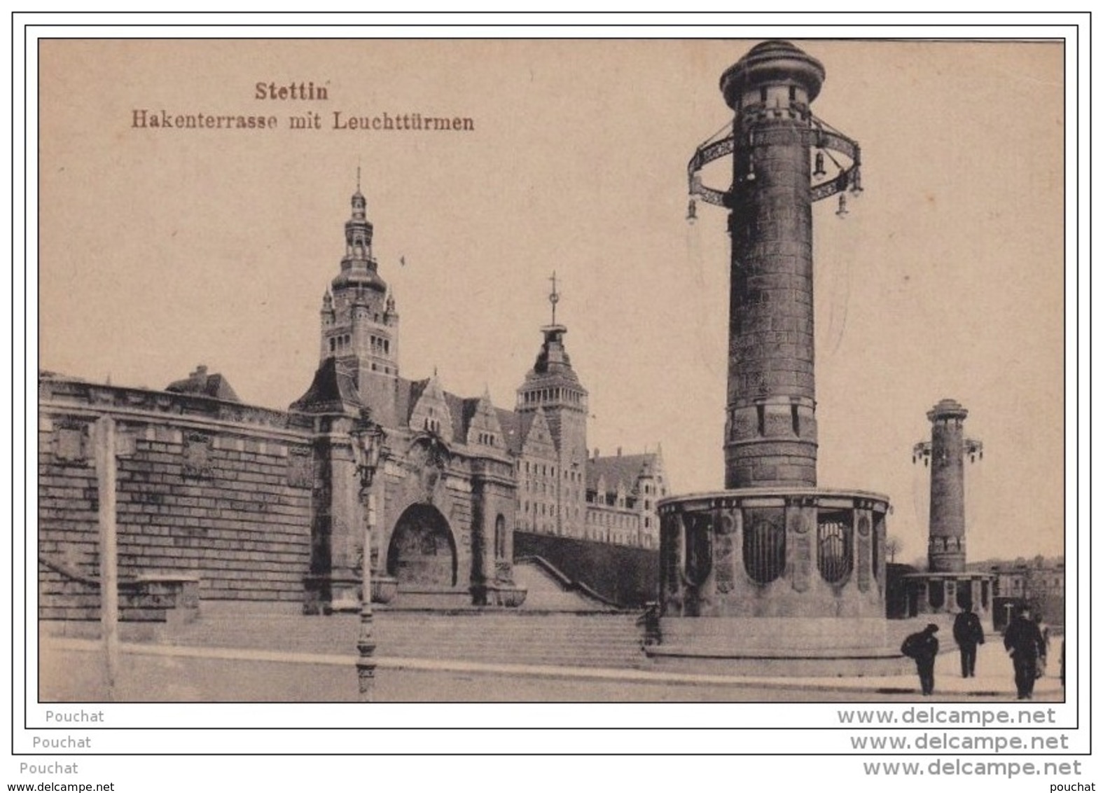 STETTIN  - HAKENTERRASSE  MIT LEUCHTTURMEN  -  (2 SCANS) - Polen