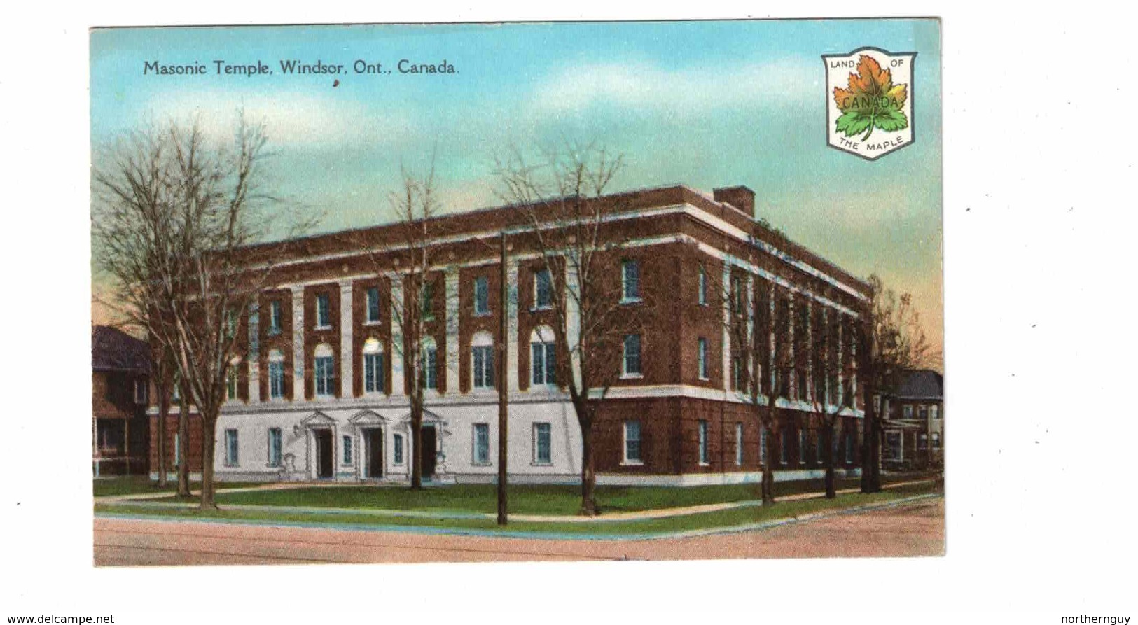 WINDSOR, Ontario, Canada, Masonic Temple, Pre-1920 Heraldic Postcard, Essex County - Windsor