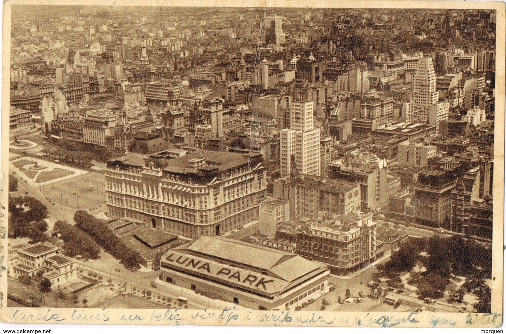 34672. Postal Aerea ROSARIO (Argentina) 1950. Vista Parcial Buenos Aires Y LUNA PARK - Cartas & Documentos