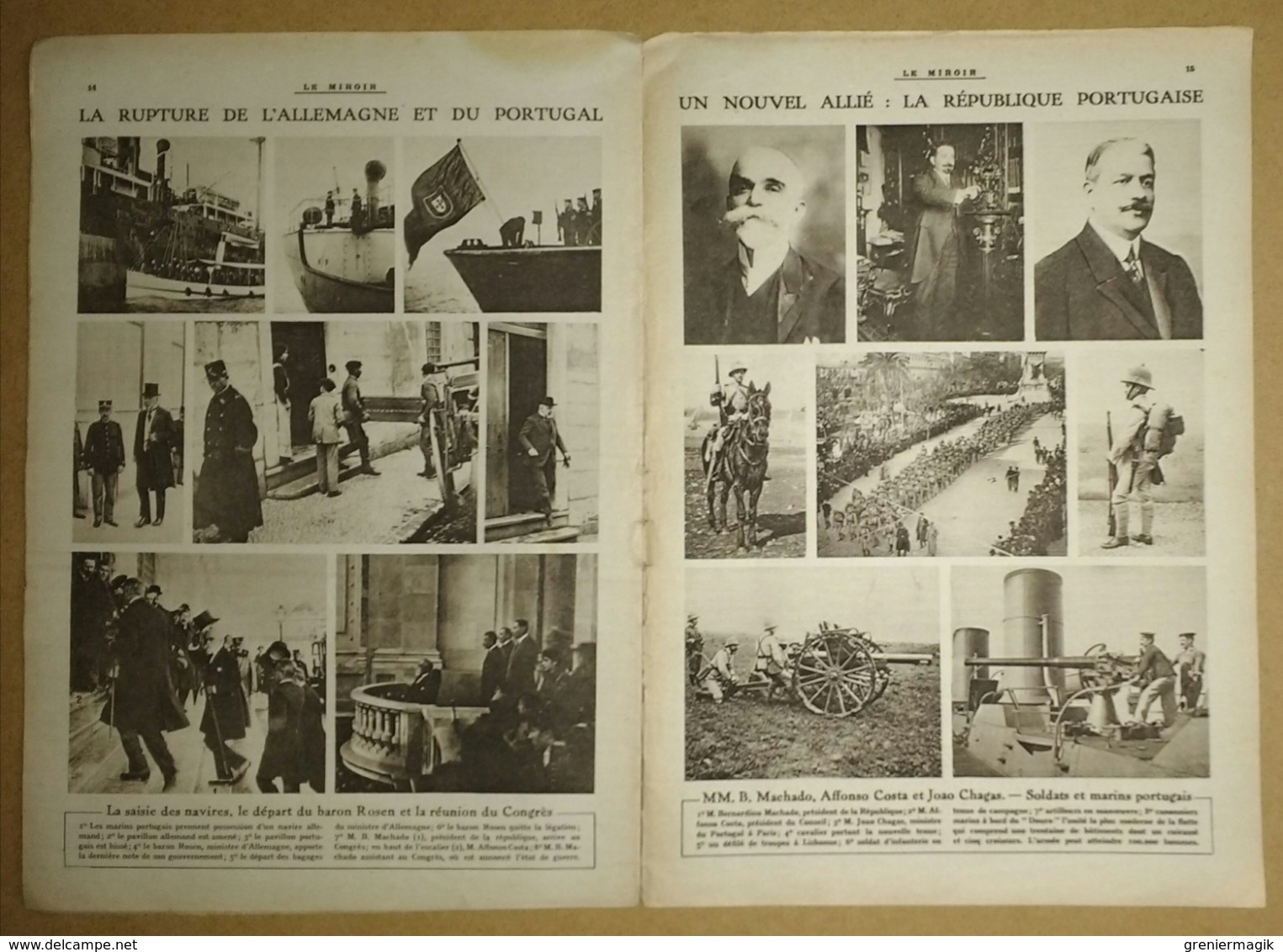 Le miroir du 26/03/1916 Les héros du croiseur "La Provence" - D'Erzeroum à Trébizonde - Rupture Allemagne-Portugal