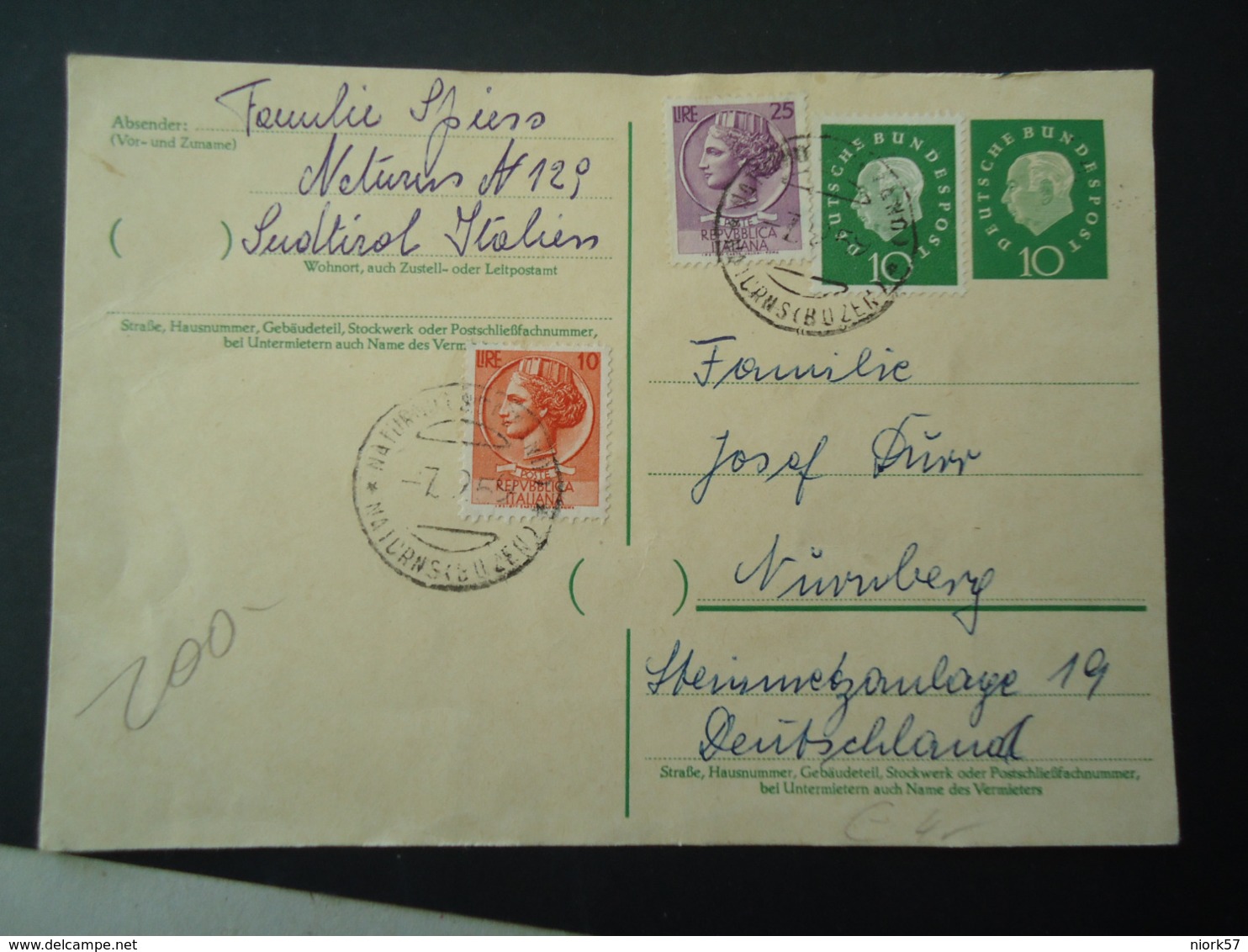 ITALY POSTAL STATIONERY  1959  AND GERMANY STAMPS - Non Classés