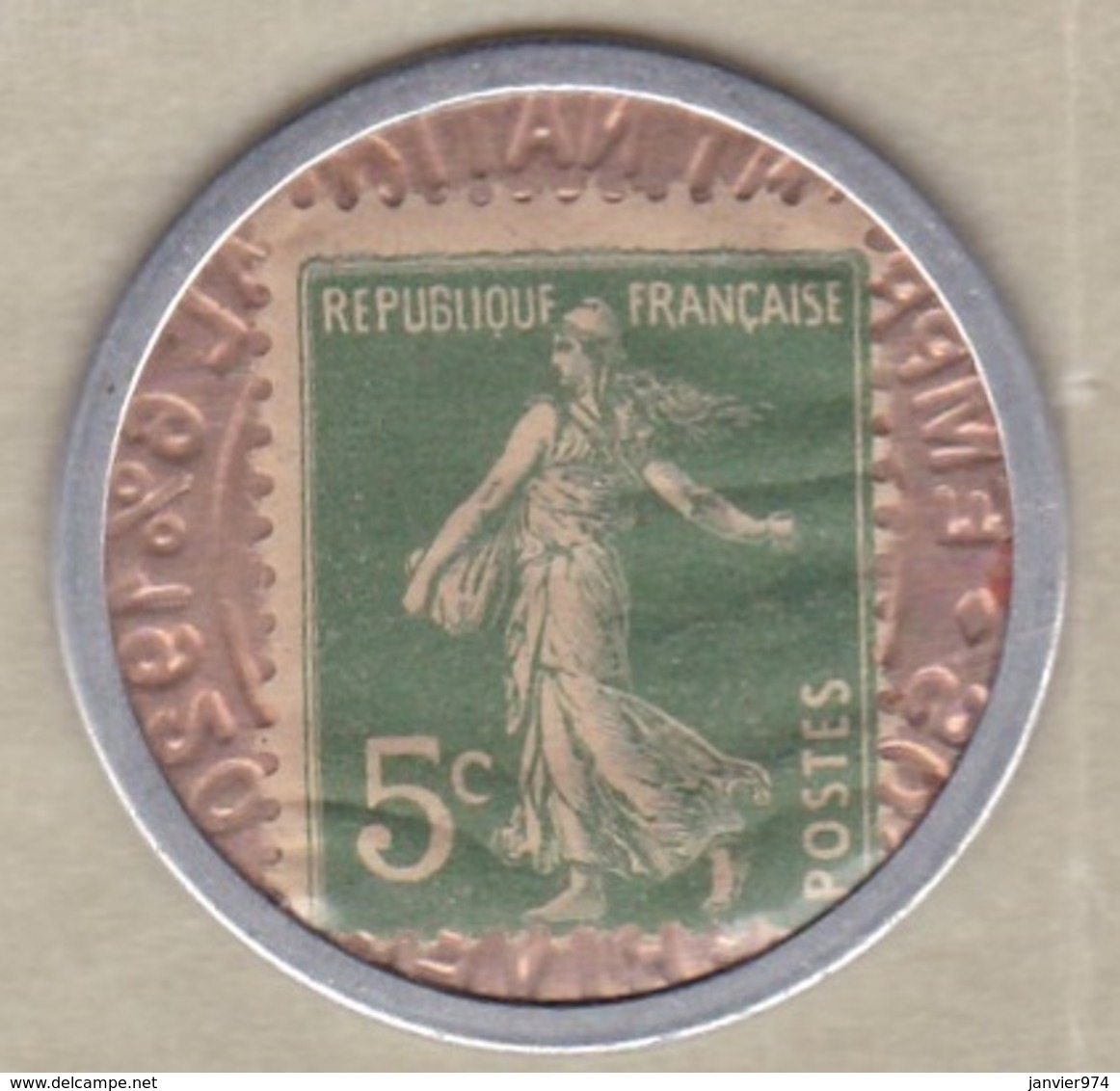 Timbre Monnaie Crédit Lyonnais 1920. 5 Centimes Semeuse. - Monedas / De Necesidad