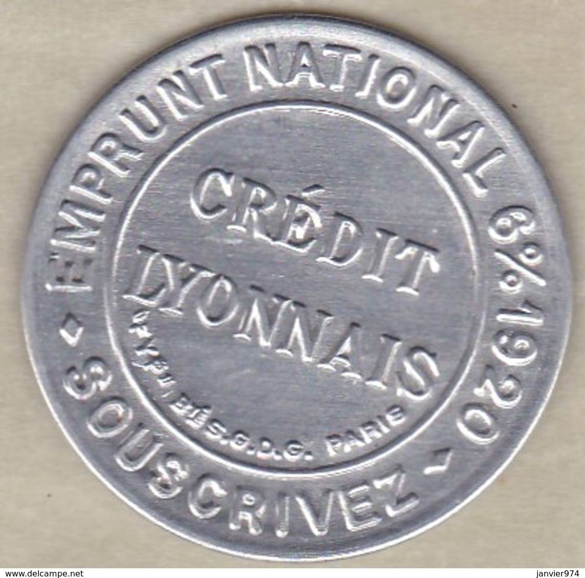 Timbre Monnaie Crédit Lyonnais 1920. 5 Centimes Semeuse. - Noodgeld