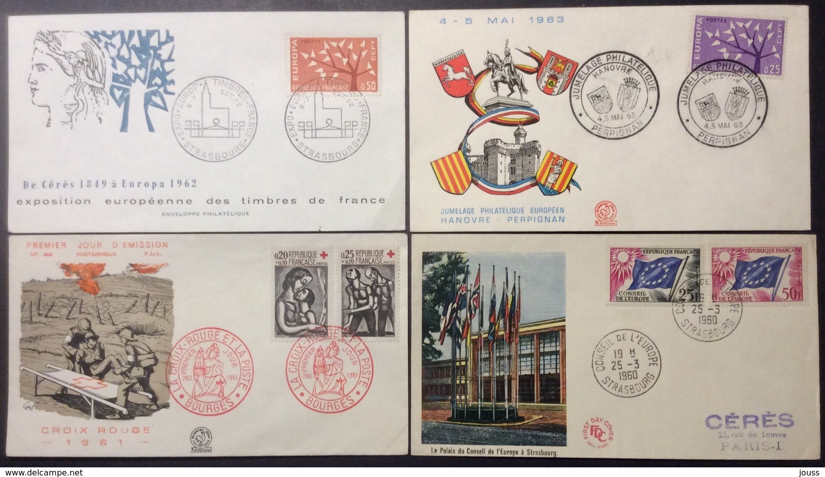 -29 Croix-Rouge 1323 1324 Premier Jour FDC Europa 1358 Perpignan 1359 Strasbou Service 19 21 Conseil Europe Lot 4 Lettre - 1960-1969