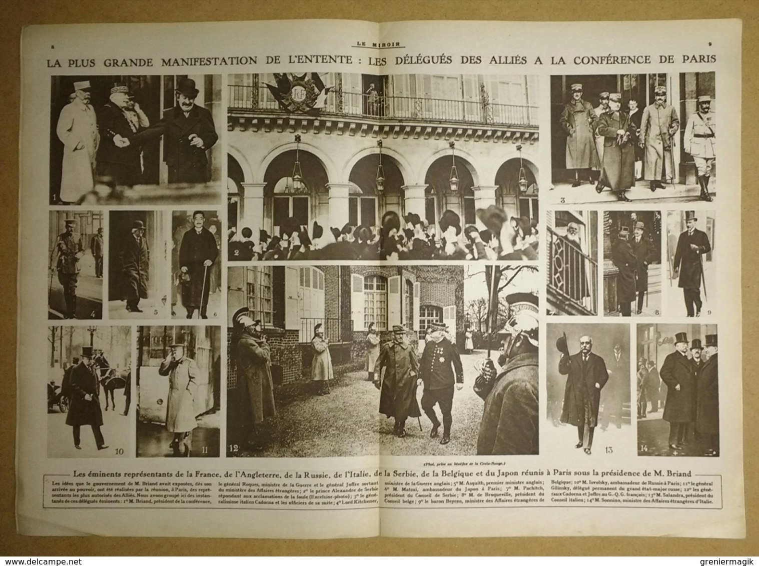 Le Miroir Du 2/04/1916 Manifestation De L'Entente Les Délégués Des Alliés à La Conférence De Paris - Alexandre De Serbie - Andere & Zonder Classificatie