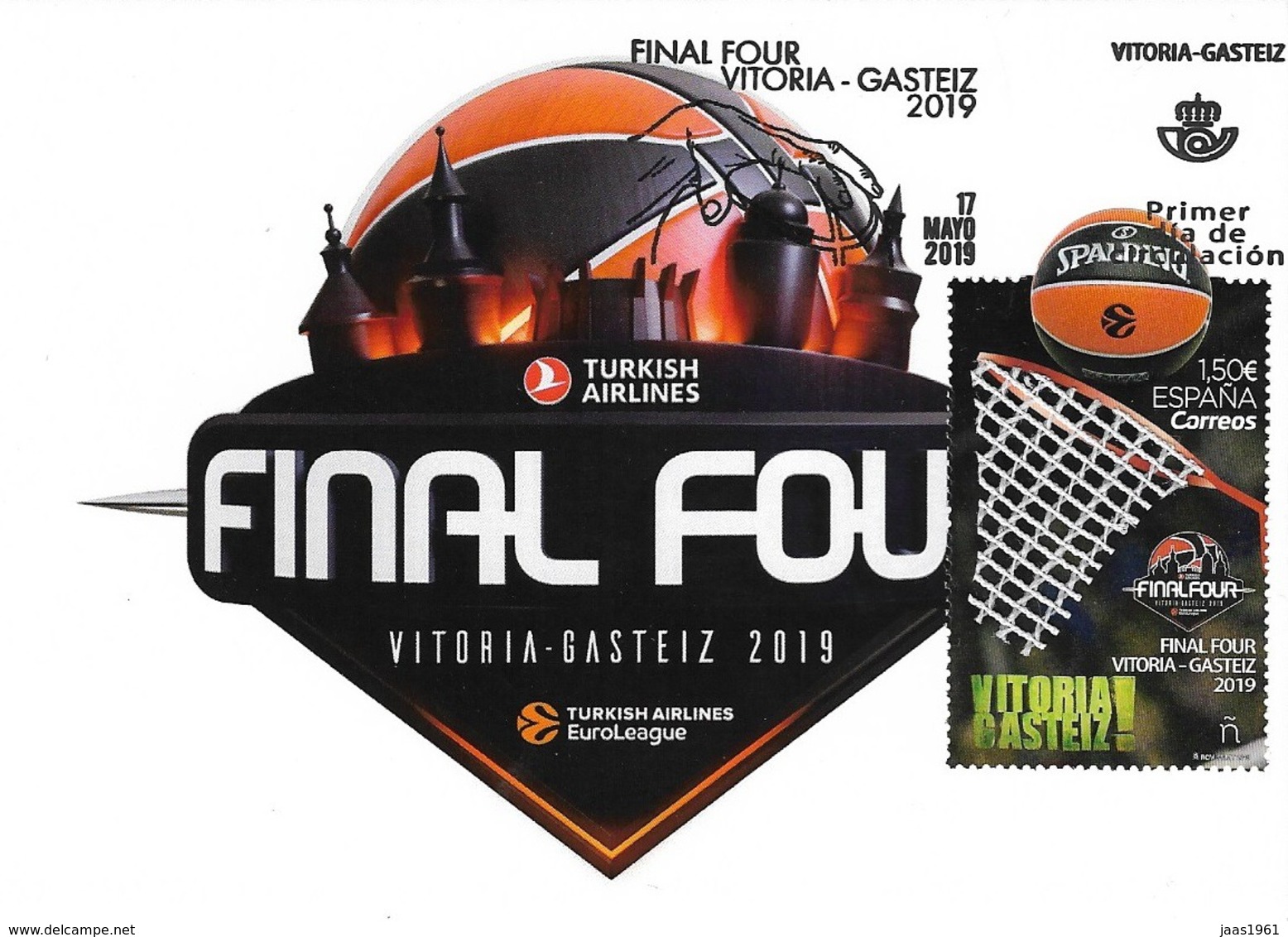 SPAIN. MAXICARD FIRST DAY. FINAL FOUR BASKET. VITORIA 2019 - Tarjetas Máxima