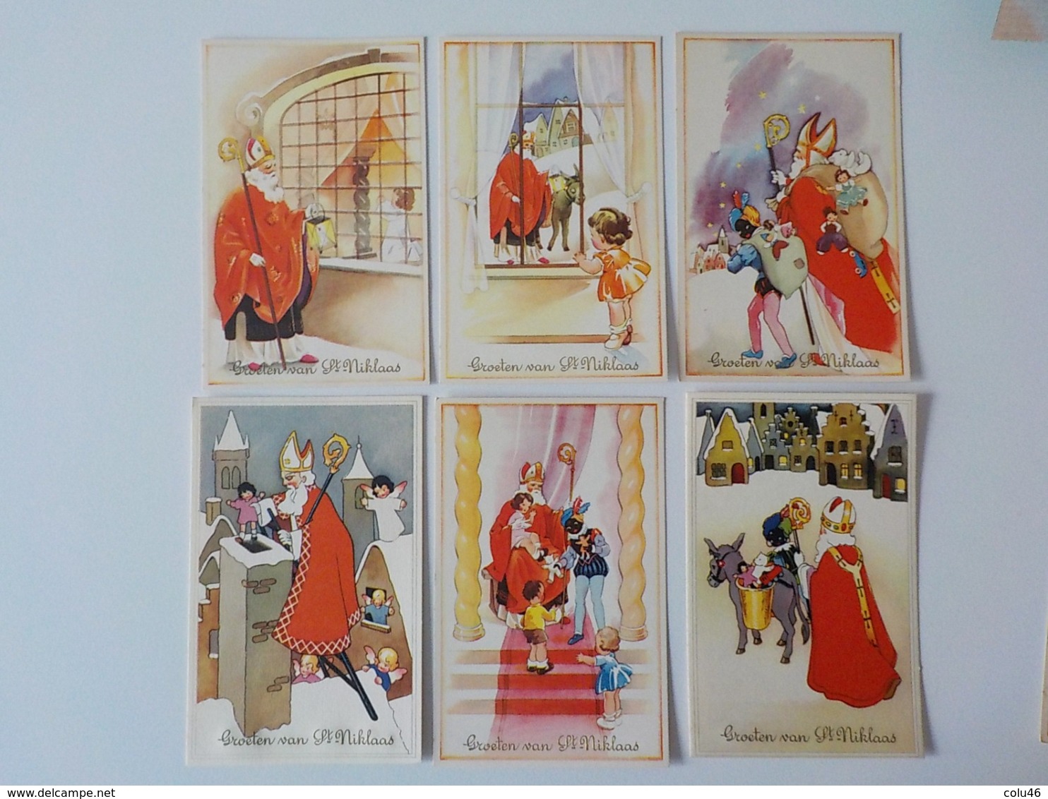 1950 Lot 6 CP Saint-Nicolas Sinterklaas Groeten Van St Niklaas âne Père Fouettard Kapoentje - Saint-Nicolas