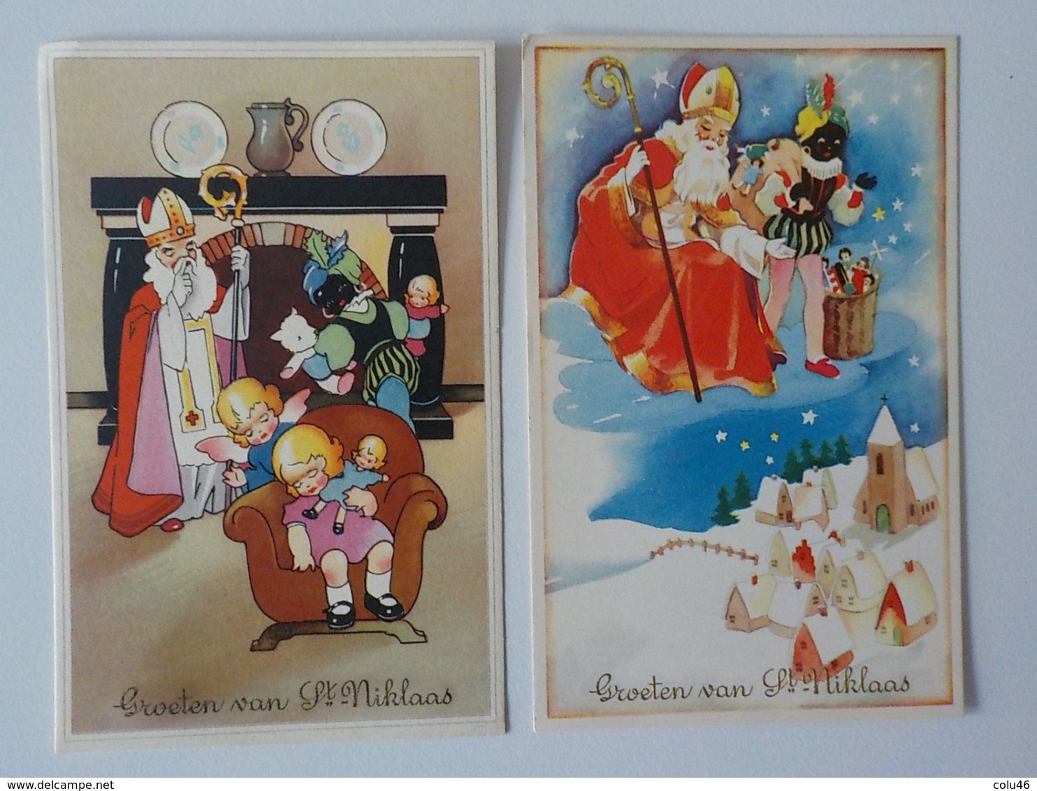 1950 Lot 5 CP Saint-Nicolas Sinterklaas Groeten Van St Niklaas Père Fouettard Kapoentje - Saint-Nicolas