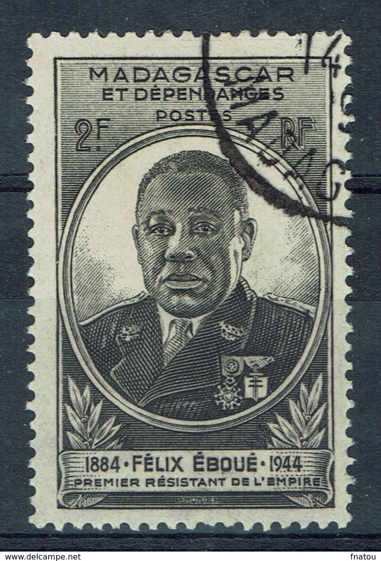 Madagascar (French Colony), 2f. Governor Felix Eboué, 1945, VFU - Oblitérés