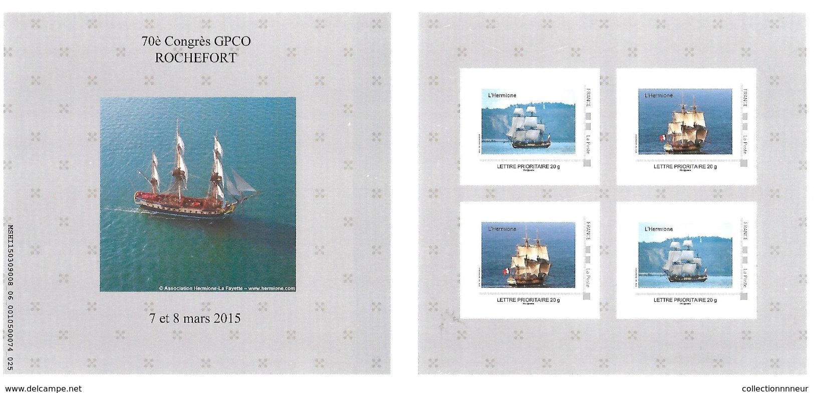 FRANCE CARNET COLLECTOR BATEAU L HERMIONE ROCHEFORT 2015 NON PLIE TB VOIR SCANS - Collectors