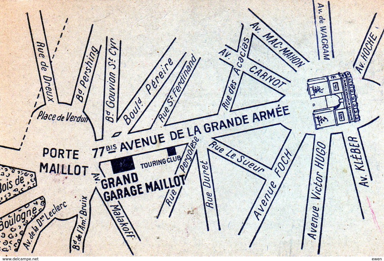 Carte De Visite "Grand Garage Maillot" à Paris. Années 40. - Visiting Cards