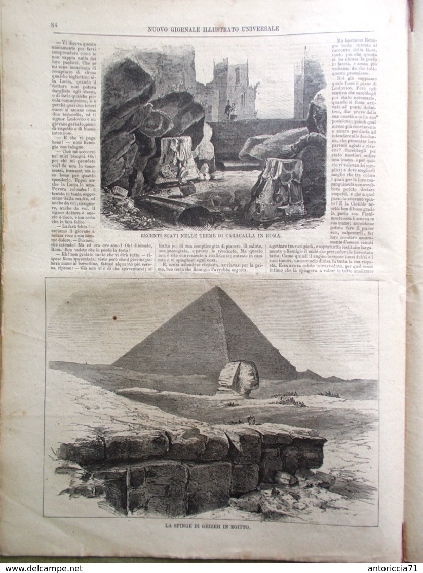 Nuovo Giornale Illustrato Universale 13 Marzo 1870 Nachtigall Sfinge Caracalla - Voor 1900
