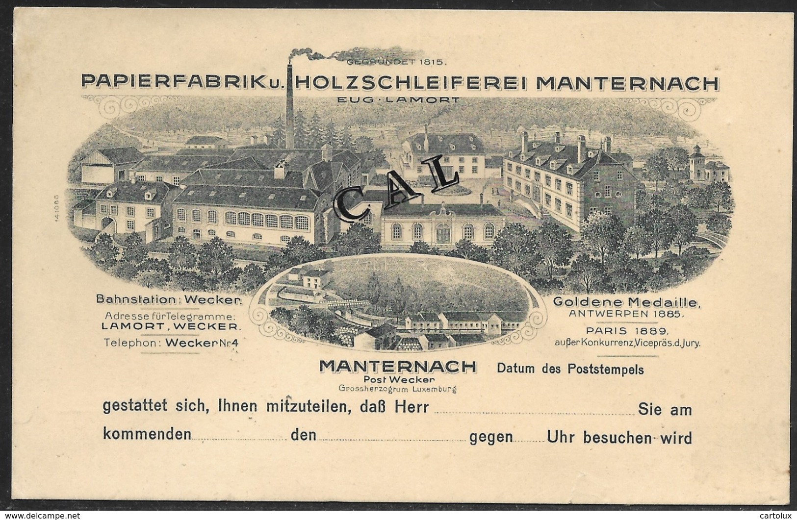 Luxembourg Luxemburg Manternach Papierfabrik U. Holzschleiferei Lamort Bahnstation Wecker - Autres & Non Classés