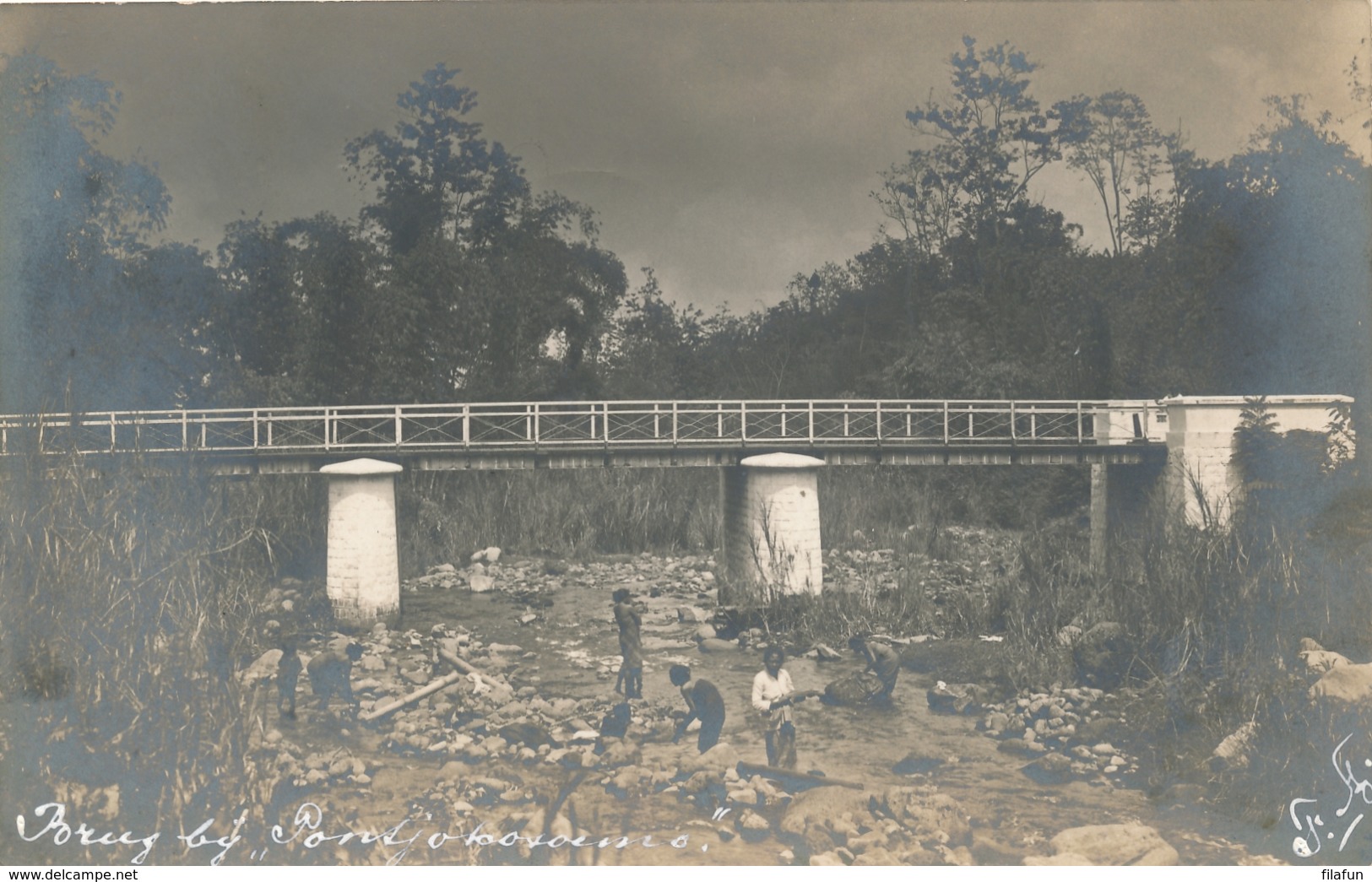 Nederlands Indië - 1911 - 2x2,5 Cent Cijfer Op Ansicht Van GR MALANG Naar Hengelo / NL - Brug Bij Pontjo??soemo - Nederlands-Indië