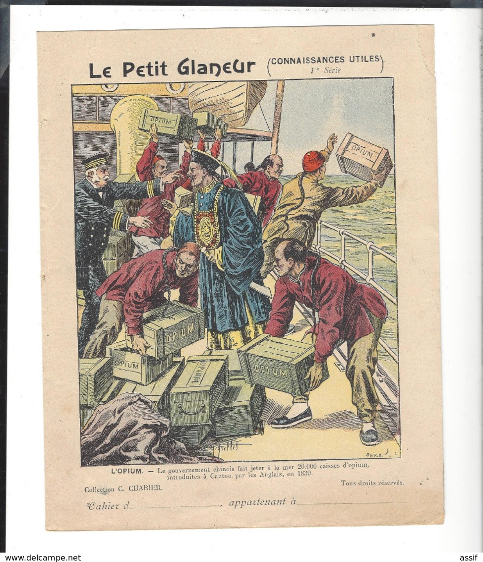 COUVERTURE CAHIER  " Le Petit Glaneur " 5 Pièces Chine Opium - Feux D'Artifice - Charbon De Bois - Fleurs - Scaphandre - Other & Unclassified