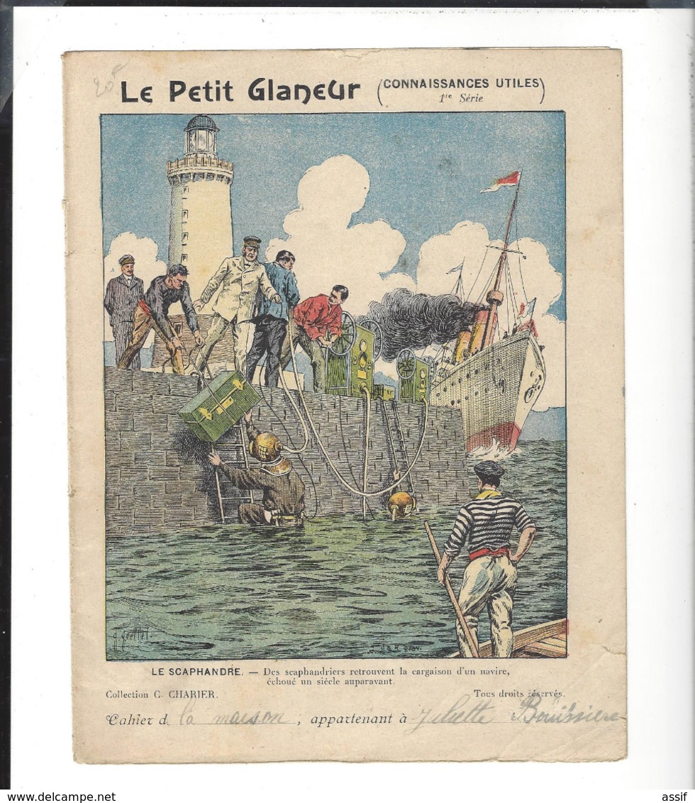 COUVERTURE CAHIER  " Le Petit Glaneur " 5 pièces Chine Opium - Feux d'Artifice - Charbon de Bois - Fleurs - Scaphandre