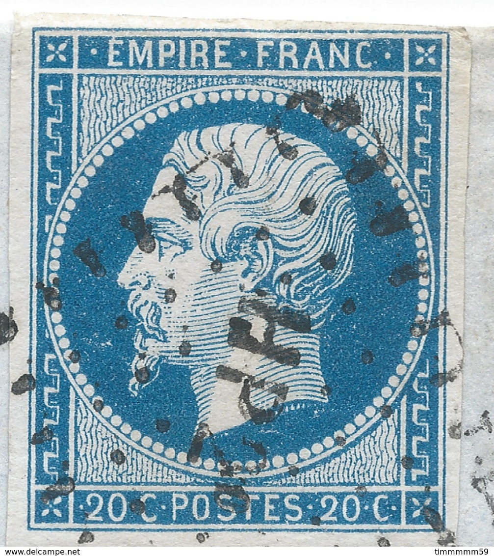 LT4765  Variété/n°14A/lettre Avec Courrier, Oblit Losange HP2° Des Ambulants Du 23 Dec 1856, Bonnes Marges - 1853-1860 Napoléon III