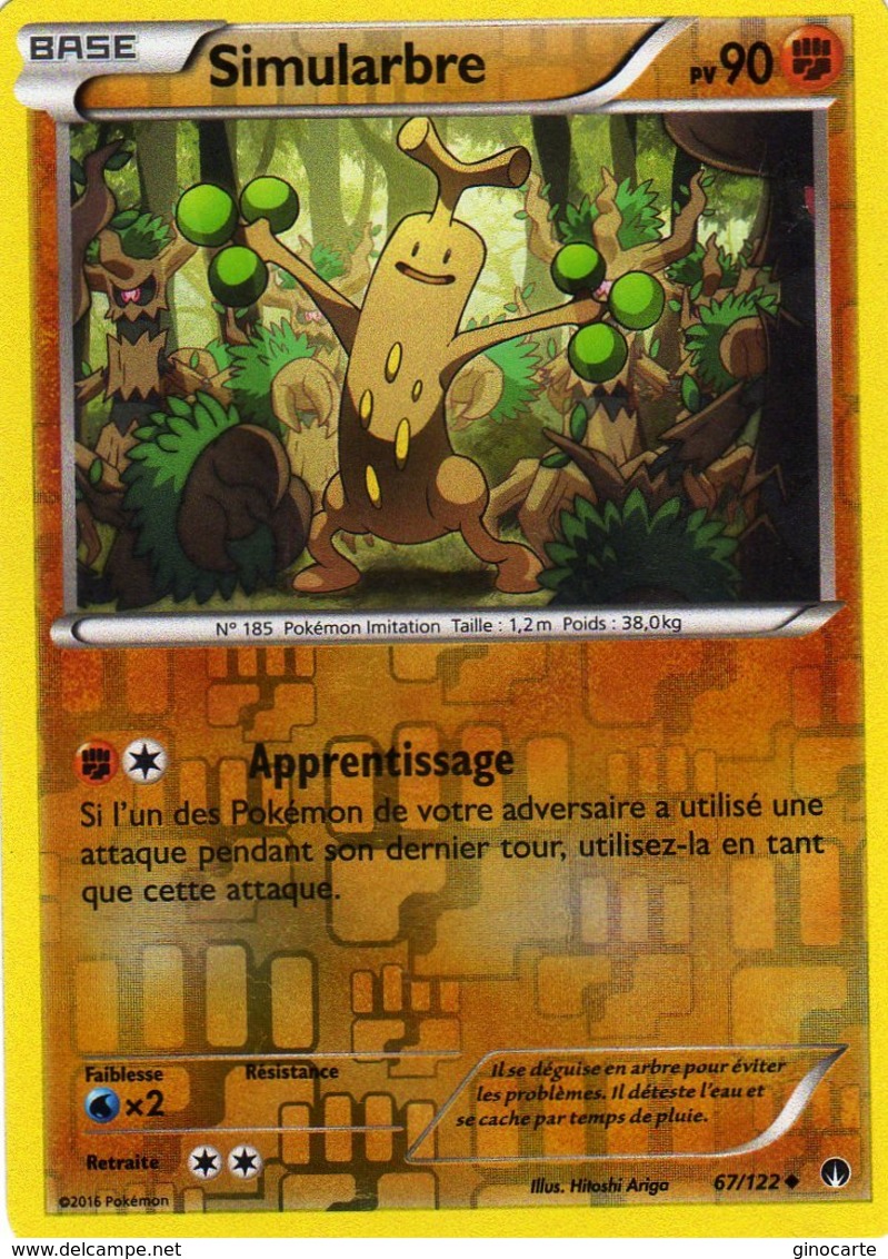 Carte Pokemon 67/122 Simularbre 90pv 2016 Reverse - Sonstige & Ohne Zuordnung