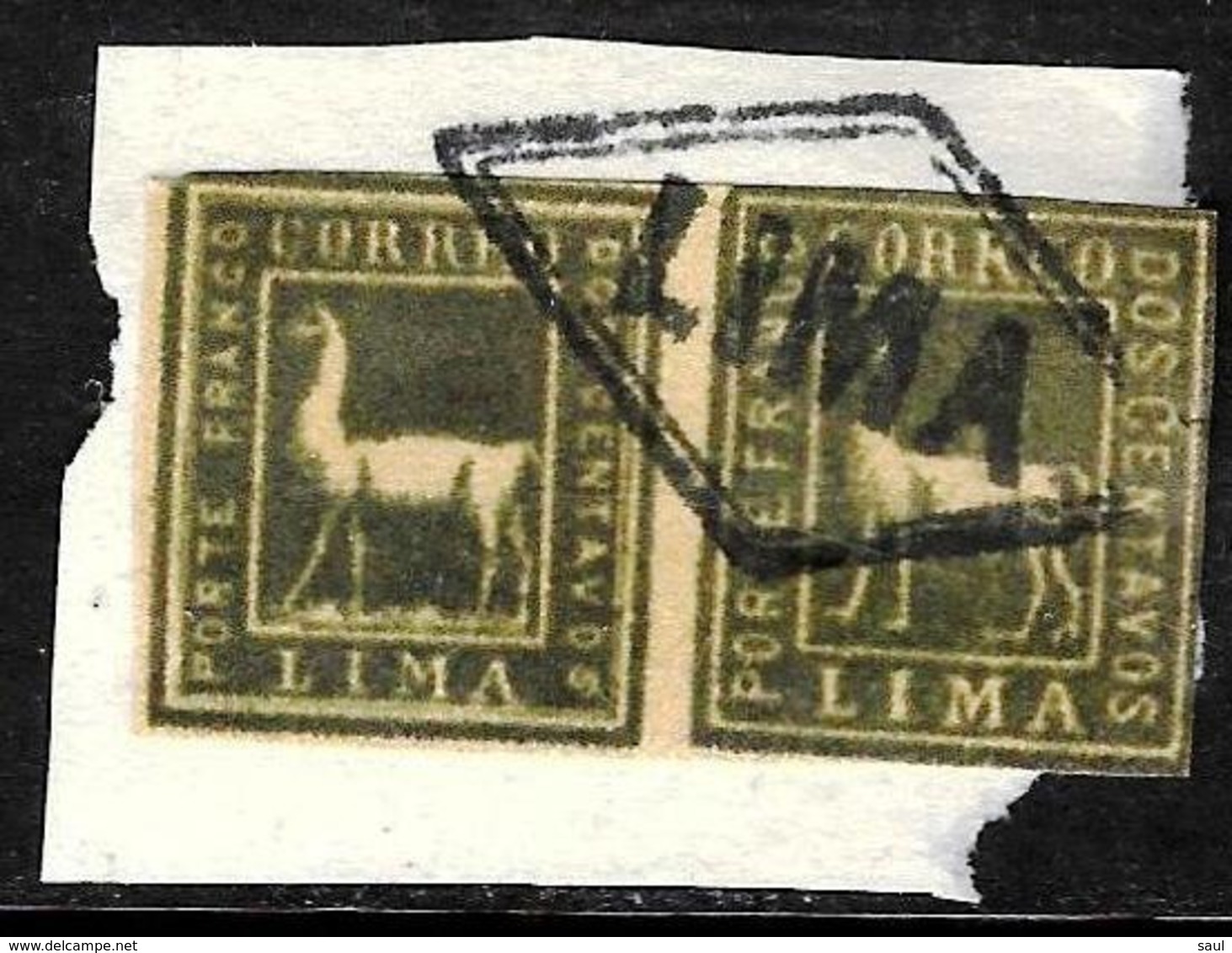 532 - PERU - 1873 - PAIR - CUDE FORGERIES - LIMA CANCEL - FALSES, FALSCHEN, FAKES, FALSOS - Collections (sans Albums)