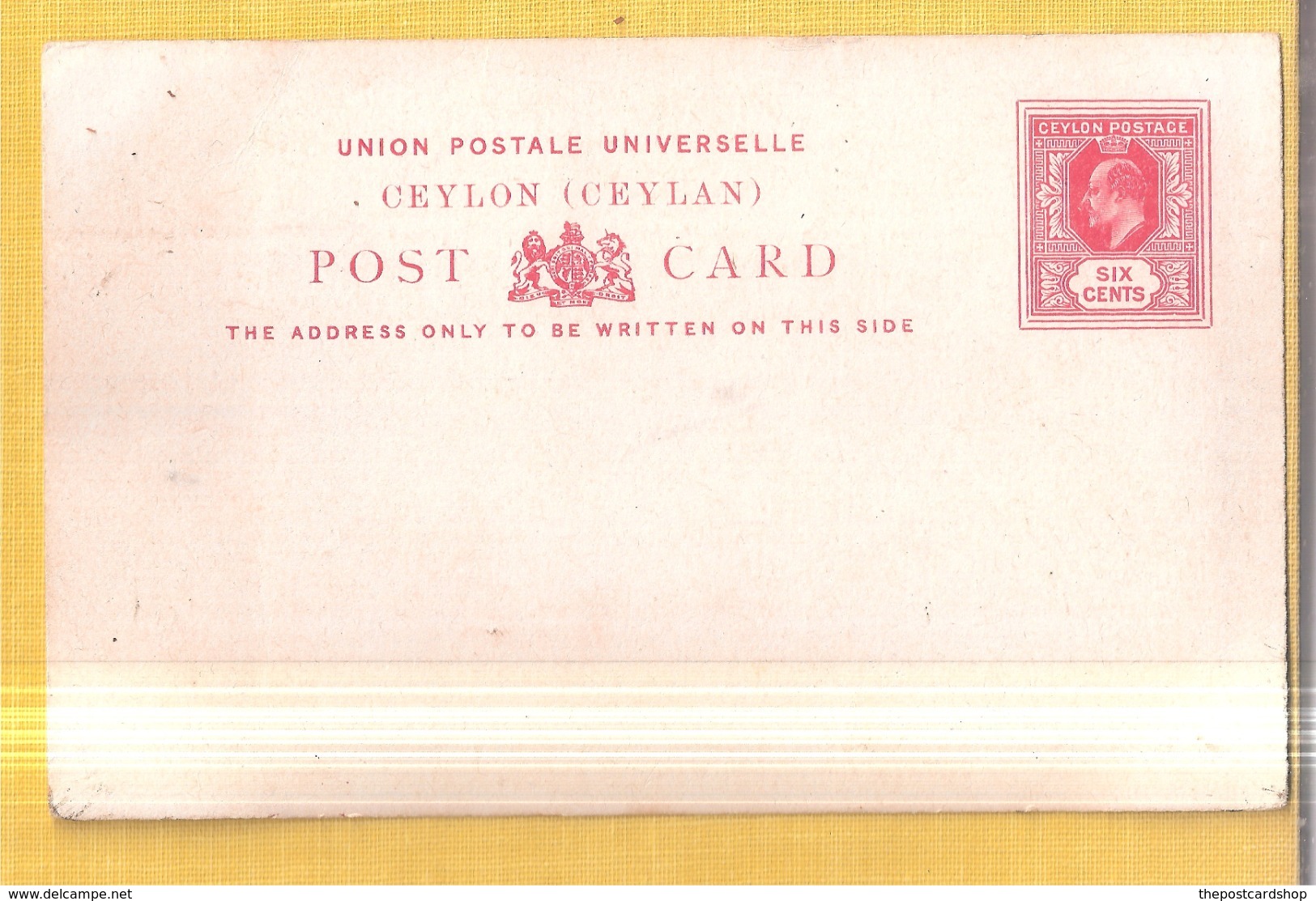 CEYLON SRI LANKA RP PHOTO Lipton Interest ? Stuck Onto An Unused Ceylon Six Cents Postal Stationary Card Card 1 Of 3 - Sri Lanka (Ceylon)