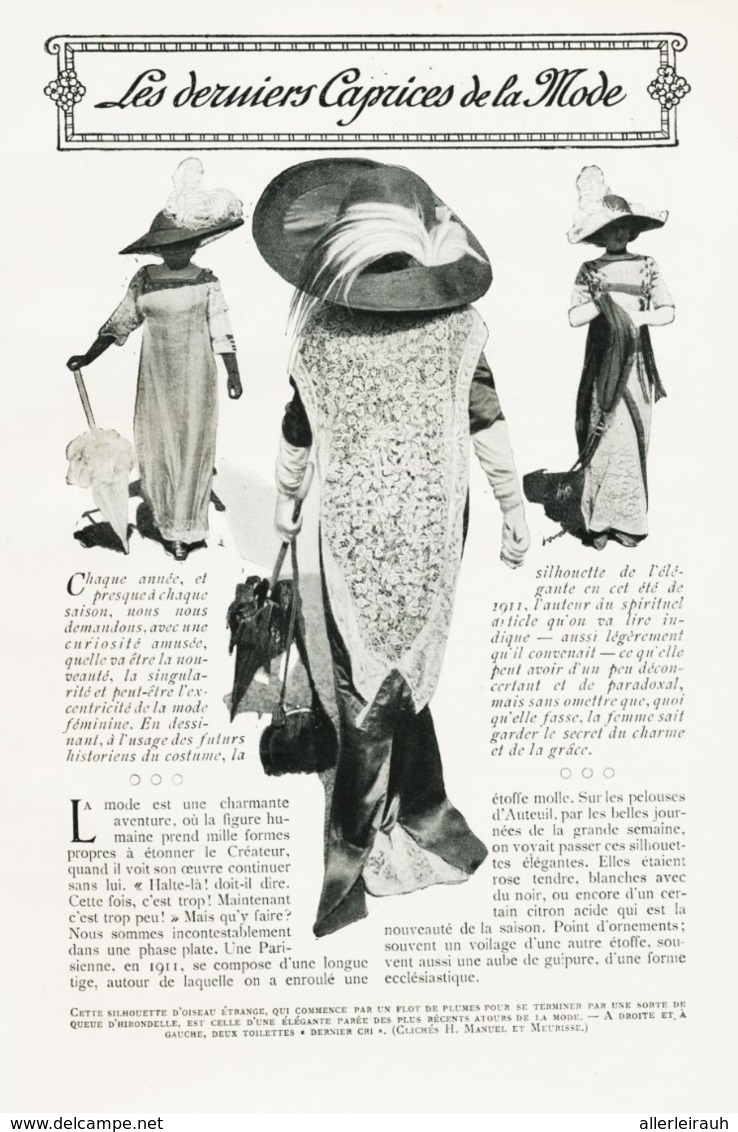 Les Derniers Caprices De La Mode /  Article,  Pris D`un Magazine / 1910/1911 - Sonstige & Ohne Zuordnung