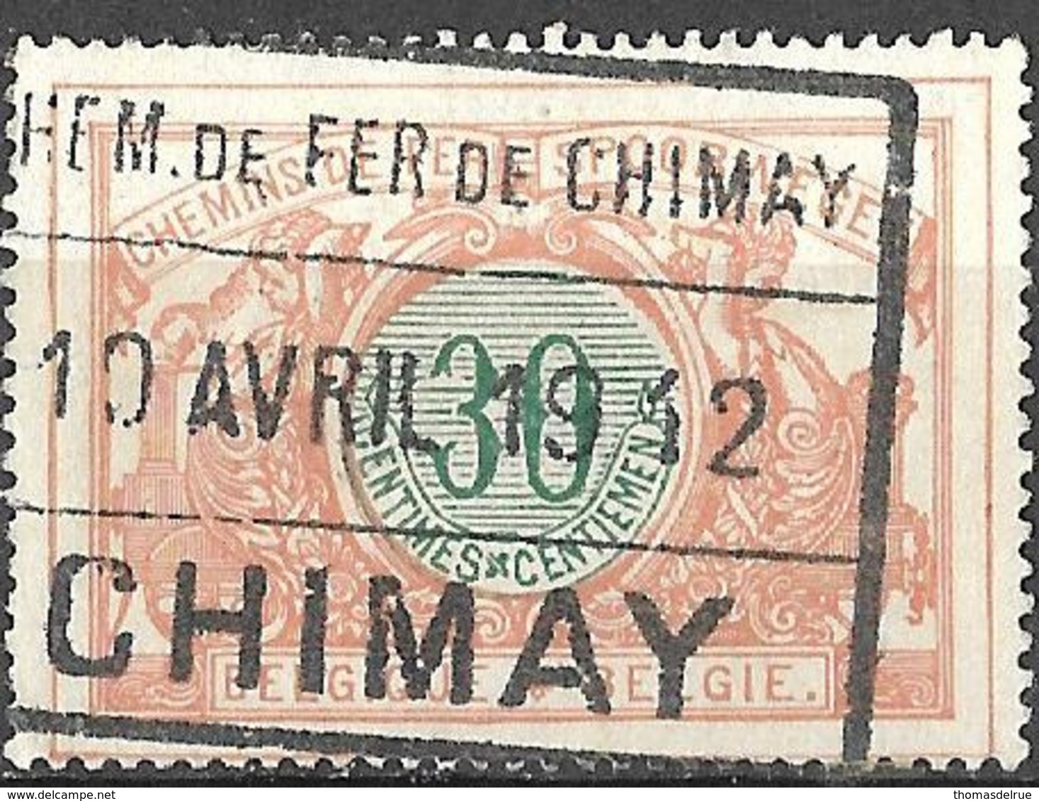 P0.47: CHIMAY 10 AVRIL 19 12: Privé-lijn: Chemin De Fer De CHIMAY: Raamstempel:  N°TR32 - Autres & Non Classés