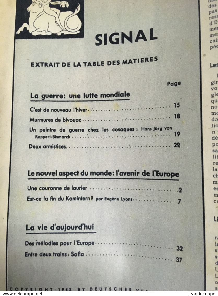 - Revue Guerre 39 - 45 - Signal - 1943 - - Autres & Non Classés