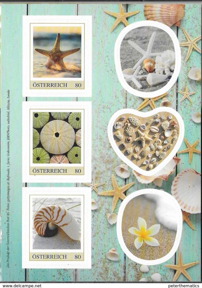 AUSTRIA, 2019, MNH,PERSONALIZED SHEETLET, SHELLS, STARFISH, HOLIDAYS, SHEETLET - Schelpen