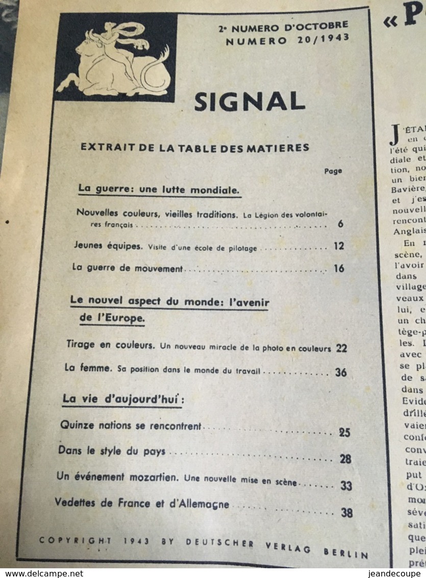 - Revue Guerre 39 - 45 - Signal - 1943 - - Autres & Non Classés