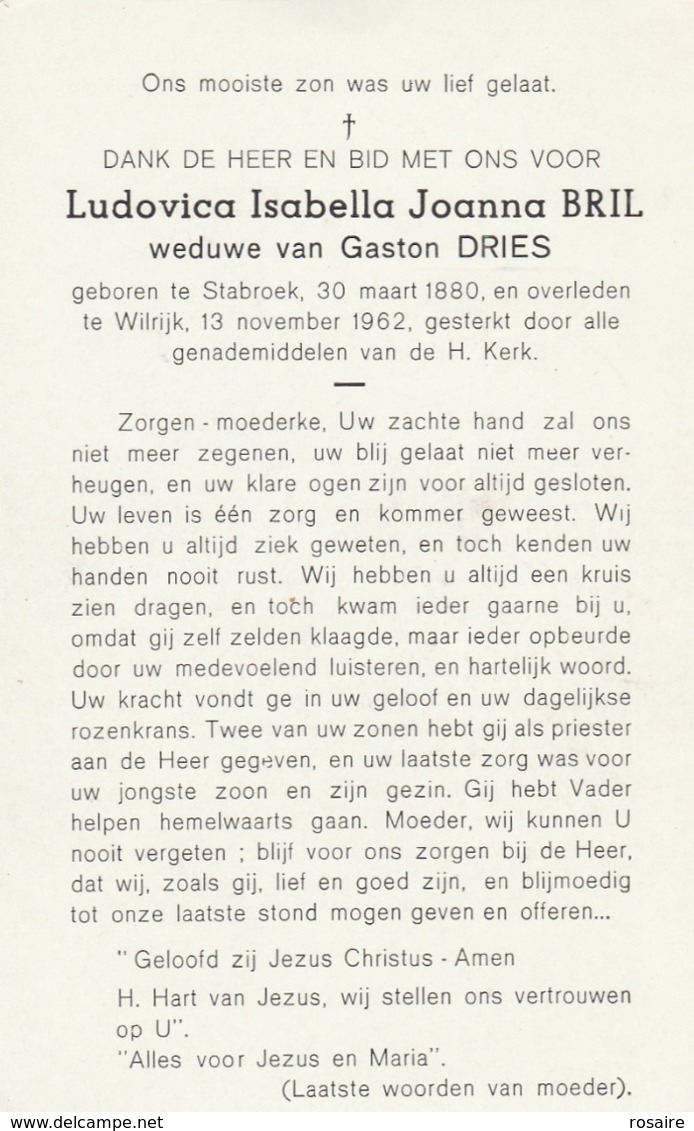 Bril-dries-stabroek-wilrijk  1962 - Imágenes Religiosas