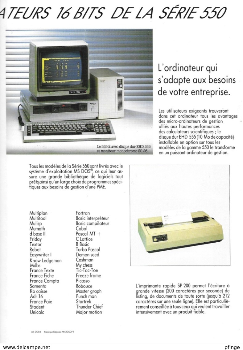 Publicité Ordinateurs Sanyo Série 550, Ca 1981 - Other & Unclassified