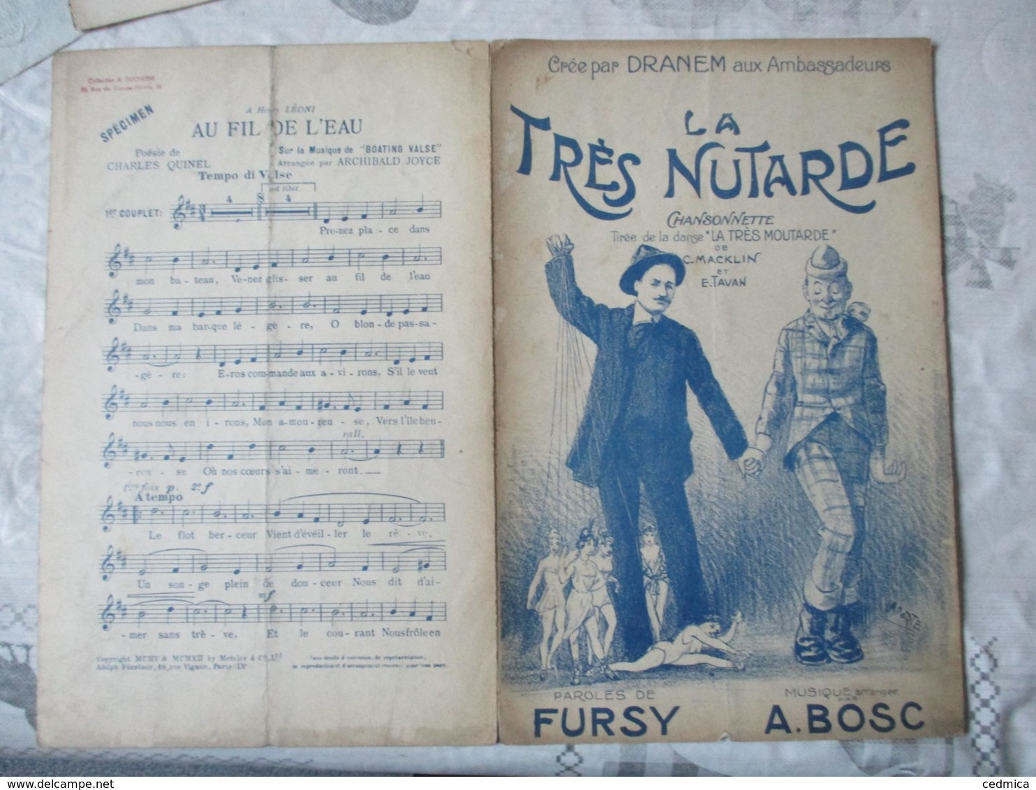 LA TRES NUTARDE CHANSONNETTE TIREE DE LA DANSE "LA TRES MOUTARDE" PAROLES DE FURSY MUSIQUE A. BOSC 1913 ET 1914 - Partituras