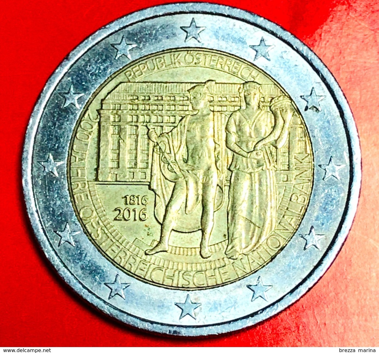 AUSTRIA - 2016 - Moneta - 200 Anni Della Banca Nazionale Austriaca - Mercurio E Fortuna - Euro - 2.00 - Austria