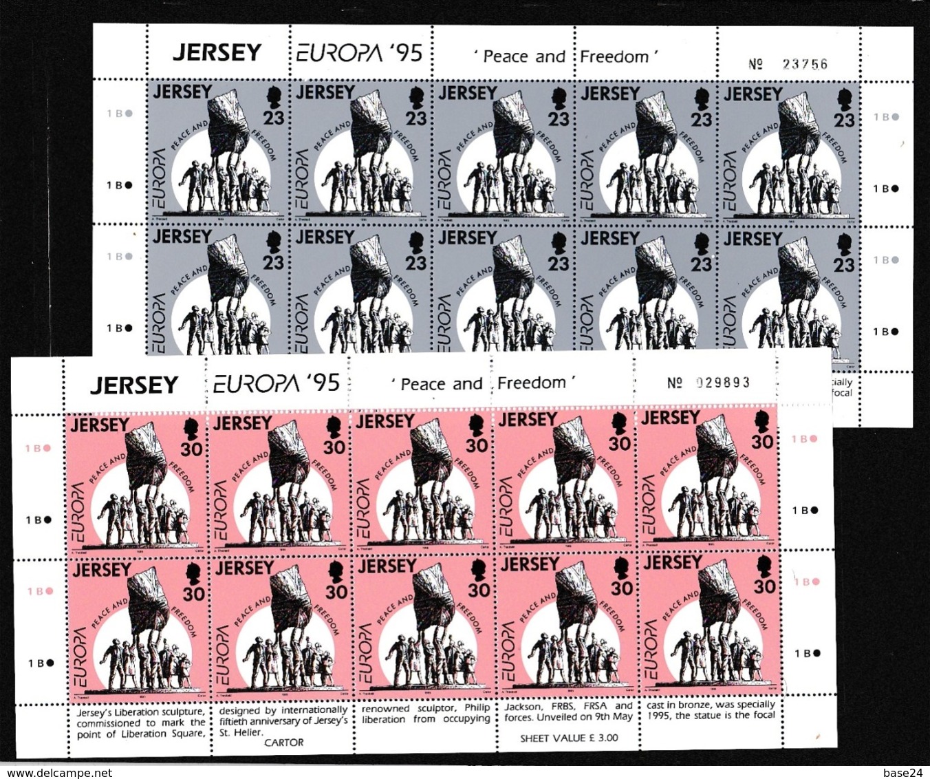 1995 Jersey EUROPA CEPT EUROPE 10 Serie Di 2v. MNH** In Minifoglio Minisheet - 1995