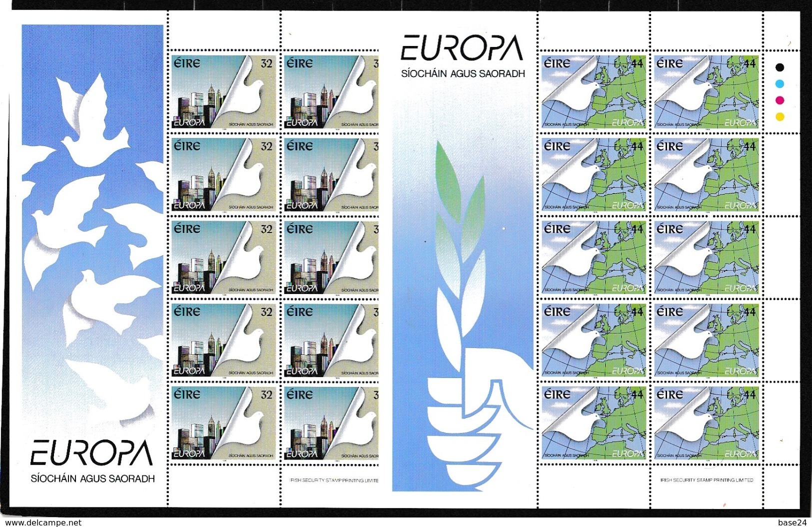 1995 Irlanda Ireland Eire EUROPA CEPT EUROPE 10 Serie Di 2v. MNH** In 2 Minifogli 2 Minisheets - 1995