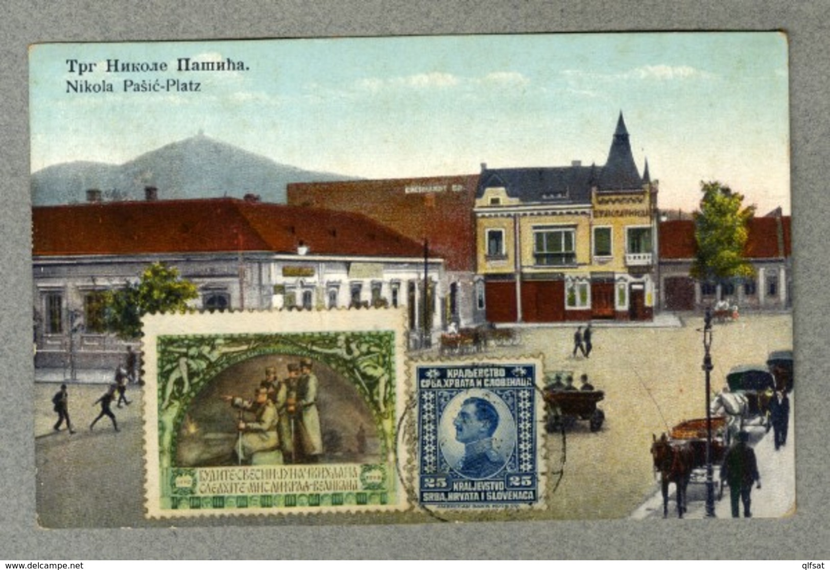 CPA Couleurs Voyagee Serbie Serbia Vrsac Transports Auto Voiture Place Nikola Pasic Timbre Old PC - Servië