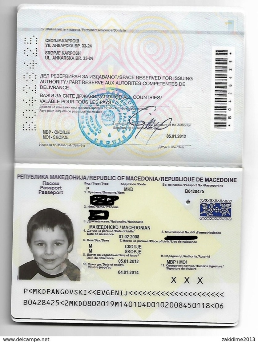 Passport, Pasaporte, Reisepass,Republic Of Macedonia,canceled For Litle Kids And Visa 3 - Documenti Storici