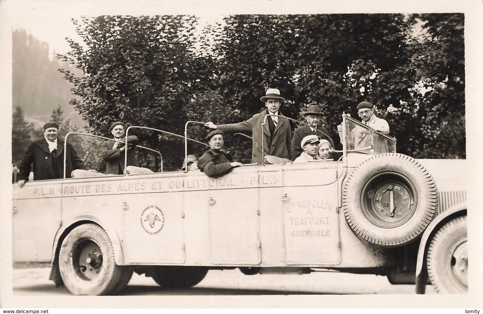 38 Grenoble Autobus Autocar Etablissements Repellin & Traffort PLM Route Des Alpes Et Du Littoral Cpa Carte Photo - Grenoble