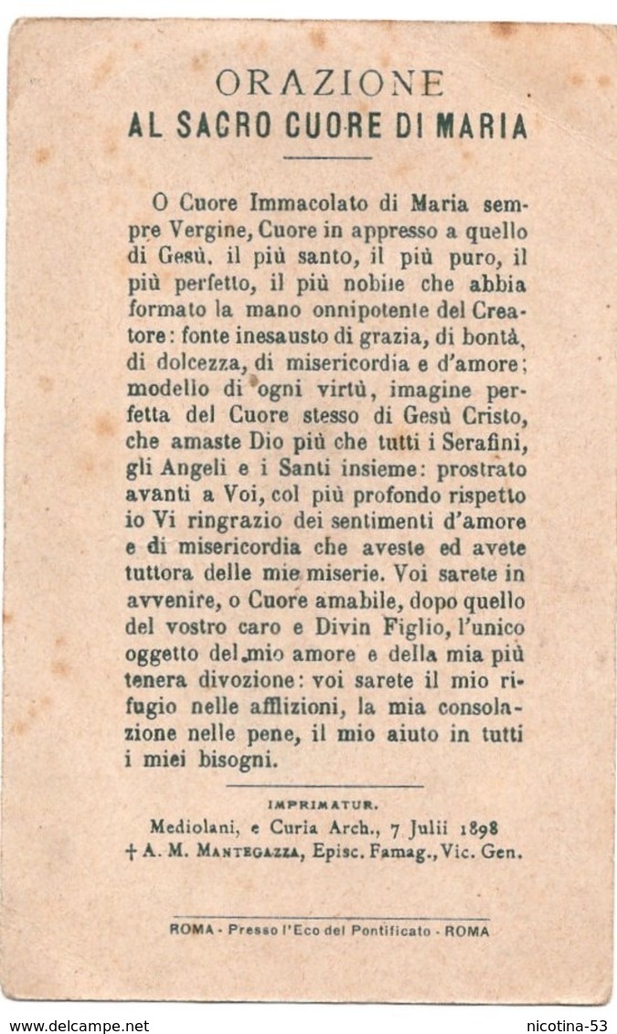 SA-00009-  DOLCE CUORE DI MARIA SIATE LA SALVEZZA MIA  AL SACRO CUORE DI MARIA - Imágenes Religiosas