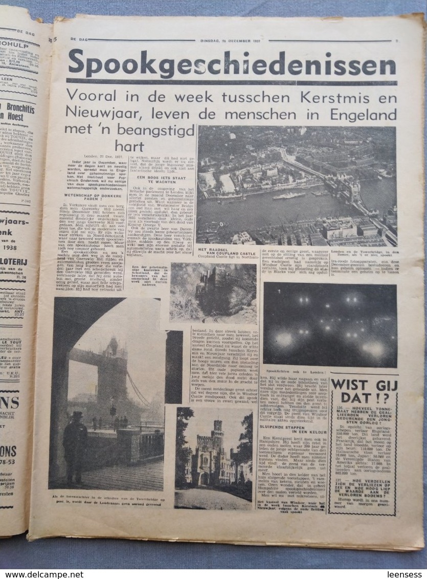 De Dag; Dagblad Antwerpen; 1937; Koningshuis; Kerstmis; Kerstboom; - Allgemeine Literatur